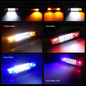 Barra Luminosa <span class=keywords><strong>a</strong></span> <span class=keywords><strong>Led</strong></span> da Lavoro Stroboscopica da 6 Pollici 48W Luce Gialla e Bianca per 4X4 <span class=keywords><strong>Fuoristrada</strong></span> Atv Jeep SUV Moto Camion Rimorchio Accessori 12V - Product Image 6