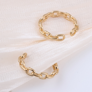 14K 골드 채워진 조정 가능한 3.8mm 폭 핑거 링 링크 체인 패턴 오픈 링 쥬얼리 매치 남성과 여성을위한 일일 의상 - Product Image 5