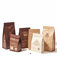 Sacs d'emballage pour grains de café personnalisés en usine, avec fermeture éclair, 12 oz, 5 lb, 250 g, 500 g, impression de logo, fond plat, avec valve