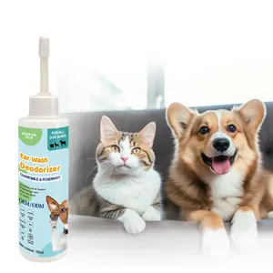 Logo personalizzato 100ml Pet gatto cane collirio per le orecchie riduce l'odore dell'orecchio degradabile tubo di pulizia e lavaggio per rimuovere la cera