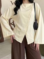 Abaya pour femmes F-40 avec boutons latéraux - Couleur unie - Polyester respirant - Longueur cheville - Manches longues - Style élégant