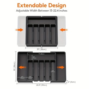 Expandable <b>Cutlery</b> Drawer Organizer PP Kitchen Utensil Tray 8 Compartments Adjustable Storage for Spoons Forks Knives - Product Image 2