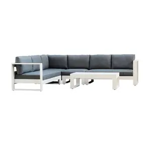 Patio de aluminio seccional en forma de L sofá jardín moderno sofá conjunto al aire libre sofás sofá Hotel sofá conjunto de muebles