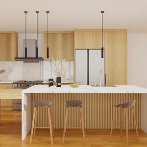 Kabinet dapur modern putih hijau, lemari dapur penataan papan glossy lemari dapur
