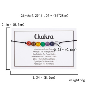 Bracelet <span class=keywords><strong>de</strong></span> méditation simple SC pour femmes, bracelet en pierre naturelle 7 chakras, quartz rose, améthyste, bracelet en cristal perlé avec cartes - Product Image 6