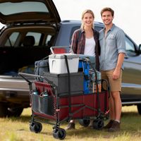 Banc pliant multifonctionnel en métal rouge pour camping en plein air, canapé avec chariot double usage pour enfants, chariot de plage pliable