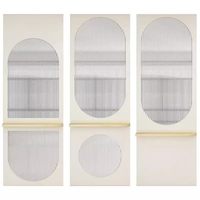 Cream-colored Handcrafted Solid Wood Tempered Glass Partition Screen Storage Rack Light Luxury Design for Living Room Entrance