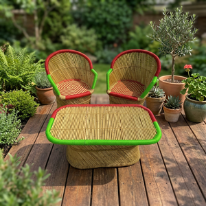 Muebles de Bambú para Exteriores con Funda Extraíble de Lino, Tapicería de Lino, No Plegable, para Sala de Estar, Dormitorio, Apartamento - Diseño Moderno BS - Product Image 2