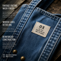 Sac fourre-tout en toile denim délavé personnalisé, bleu indigo, sac à bandoulière en coton pour femme, style vintage streetwear, pour les trajets quotidiens