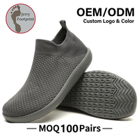 Chaussures chaussettes mi-montantes pour hommes, respirantes, en maille extensible, à bout large, à enfiler, style pieds nus, OEM ODM, logo personnalisé, décontractées, faible MOQ 100 paires