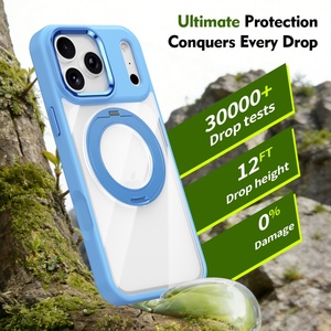 เคสโทรศัพท์แม่เหล็กใสขั้นสูงสำหรับ iPhone 18 17 Pro Max แบบ 360 องศา °   ขาตั้งวงแหวนโลหะ ปุ่มสัมผัส AI ฝาหลังป้องกัน - Product Image 2