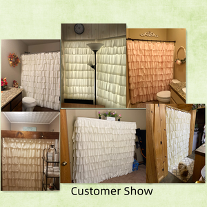 <span class=keywords><strong>Rideau</strong></span> <span class=keywords><strong>de</strong></span> <span class=keywords><strong>douche</strong></span> texturé en ivoire à volants, Style ferme Chic - Product Image 6