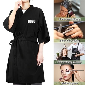 Batas de Salón de Belleza y Barbería Personalizables con LOGO, con Cintura Ajustable y Lazo, Embalaje Personalizado, de Nylon Satinado, Ecológicas y Cómodas para el Cabello - Product Image 6