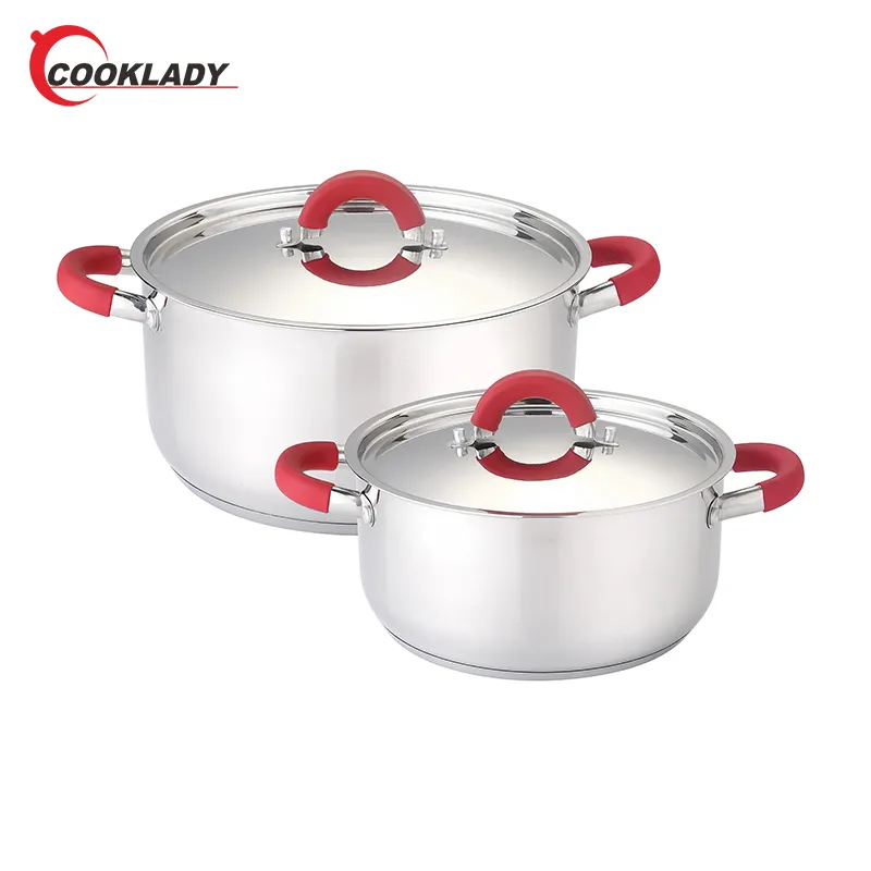 Meilleures ventes de casseroles en acier inoxydable avec poignée en silicone pour la cuisine, 4 pièces