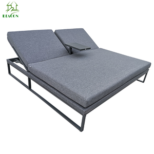 VillaLeisure Facilities Home Beach Chaises longues Hotel Outdoor Aluminium Frame Two Seat Double Sun Bed for Poolside - Product Image 2
