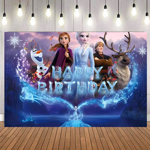 Tema congelato Elsa principessa sfondo sfondo sfondo ragazza congelata sfondo decorazioni festa di buon compleanno forniture - Product Image 4