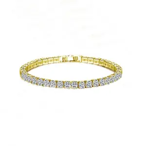 2022 fashion jewelry gemstone 925 sterling silver bracelet luxury yellow gold plated moissanite zircon bangle bracelets for girl