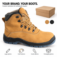 Bottes de sécurité en cuir nubuck personnalisées EN ISO 20345, semelle cristalline antidérapante, chaussures de randonnée et de travail, vente en gros pour les marchés américain et européen