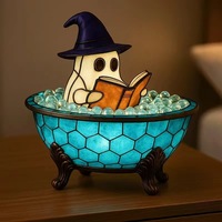 Figurine de fantôme d'Halloween lumineuse, statue mignonne en train de lire, décoration intérieure style 1 pour chambre à coucher