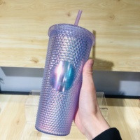 Bouteille d'eau à grille en vrac, gobelets cloutés à paillettes colorées, écologique, meilleure vente