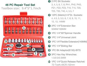 46pcs Multi-Functional Auto Repair <strong>Wrench</strong> <strong>Set</strong> 201 Stainless Steel 1/2 Drive 6-Point Sockets Universal Tool Box <strong>Small</strong> Hand Tools - Product Image 4