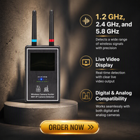 Dispositif de surveillance professionnel, détecteur de caméra sans fil avec écran LCD, détecteur de caméra cachée WiFi IP 1.2G/2.4G/5.8G