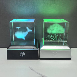 Cube de cristal lumineux personnalisé avec ciel étoilé, design minimaliste, décoration de chambre à coucher, <span class=keywords><strong>veilleuse</strong></span> d'animaux marins, cadeau d'anniversaire - Product Image 5