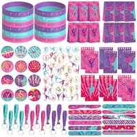 Bracelet en silicone, badge, carnet, papeterie, porte-clés, autocollant, jouet, cadeau, bonbons, sacs de friandises, faveurs pour fête d'anniversaire sur le thème de la gymnastique