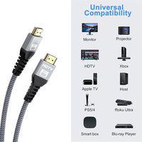 Câble HDMI 8K HDMI 2.1 en nylon tressé, 8K 60Hz, 4K 120Hz, HDR 3D, mâle-mâle, câble audio-vidéo HDMI pour TV HD, ordinateur portable, PS5, PS4