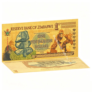 Ensemble de billets de banque en feuille d'or sur le thème historique du <span class=keywords><strong>Zimbabwe</strong></span>, 100 trillions de dollars, plaqué or 24 carats, PVC imperméable, collection souvenir, cadeau - Product Image 2