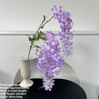 Dekorasi Langit-langit Pernikahan, Bunga Wisteria Trigeminal Plastik Buatan, Jaring Bunga Ringan, Realistis, Hiasan Dinding Bunga Merah