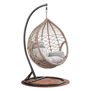 Подвесной стул из ротанга, мебель для балкона, уличный стул для яиц, с водонепроницаемой подушкой для сиденья, садовый подвесной стул