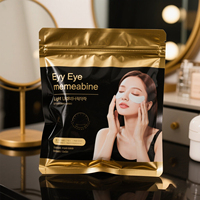 Sac à fermeture éclair scellé à trois côtés noir doré brillant personnalisé pour la beauté coréenne cosmétique Eye Essence Eye Patch Mylar sac