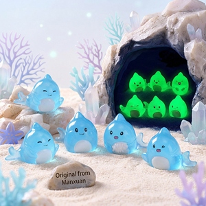 Miniaturas de Resina Brillantes en la Oscuridad, Estilo Sirena Éterica, Color Azul Glaciar, Diseño Chibi Shark, Decoración para Baño y Hogar, Tendencia 2026 - Product Image 1