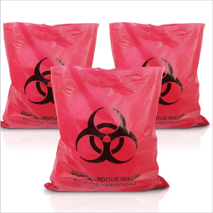 Chất thải nguy hại màu vàng đỏ túi nhựa y tế truyền nhiễm chất thải túi cho Biohazard rác