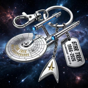สตาร์ เทรค เอ็นเตอร์ไพรส์ NCC1701 พวงกุญแจโลหะผสมเงิน รุ่นฉลองครบรอบ 60 ปี ของสะสม ของขวัญ - Product Image 3