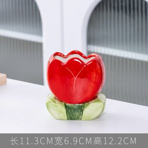 Tulip Flower Ceramic Makeup Brush Storage Bucket Office Pen Holder for <strong>Girls</strong> <strong>Bedroom</strong> Decoration or Desktop Storage <strong>Accessories</strong> - Product Image 4