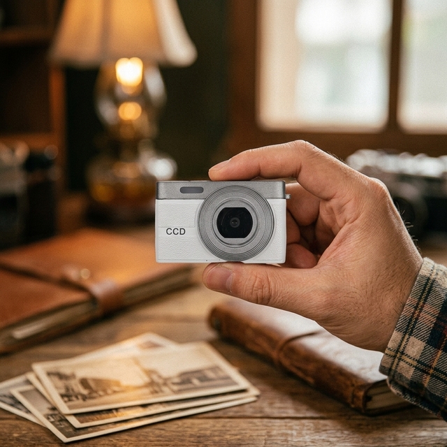 Retro Style CCD HD Vlog Mini Digital Camera for Students' Travel Campus Vlogging Uses Memory Card