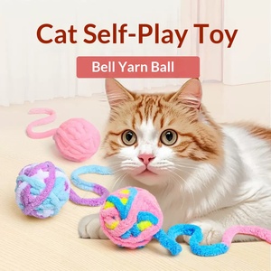 NCI PET Jouet interactif sonore pour chat, baguette avec boule en laine colorée, résistant à la mastication, pour soulager l'ennui et stimuler les molaires - Product Image 1
