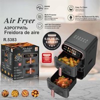 Friteuse à air double zone 6L+6L grande capacité écran tactile intelligent 360 °   Friteuse à air multifonctionnelle à double panier avec circulation d'air