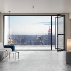 Porte a Battente in Alluminio dal Design Minimalista per Interni Impermeabili e Anti-Uragano Portone d'Ingresso Portafinestra in Vetro - Product Image 4