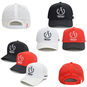 Proveedor OEM de Gorras al por Mayor, Gorra de 5 Paneles con Perforaciones Cortadas a Láser, Gorra con Orificios Tipo Gota de Lluvia, Bordado Personalizado, Banda Estilo Western - Product Image 1