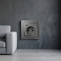 Interrupteur mural industriel standard européen, panneau en acier inoxydable brossé, prise simple et élégante, 1 prise EU, 1 USB-A/1 Type-C