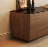 Meuble TV sur pied en bois massif, style antique, couleur noyer, pour salon, meuble de rangement DSG050