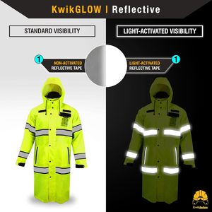 KwikSafety-Charlotte NC-TORRENT Giacca Antipioggia in Poliestere, Trench Coat ANSI OSHA Classe 3 ad Alta Visibilità - Product Image 4