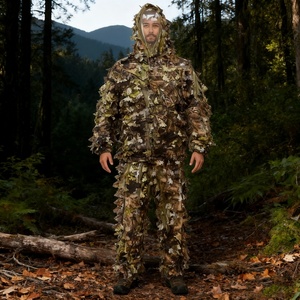 Traje Ghillie de <span class=keywords><strong>Camuflaje</strong></span> de Poliéster Transpirable con Diseño de Hojas para Caza de Francotiradores y Ropa de <span class=keywords><strong>Camuflaje</strong></span> para Esconderse al por Mayor - Product Image 1
