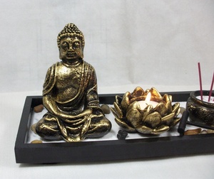 Portavelas <span class=keywords><strong>Zen</strong></span> Asia Lotus, Bandeja de Madera DIY, Estatua de Buda de Resina, Modelo de Escultura de Adoquines de Arena, <span class=keywords><strong>Estilo</strong></span> Artificial, Decoración de Arte <span class=keywords><strong>Zen</strong></span> - Product Image 3