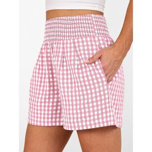 FOXA Women High Waisted <b>Gingham</b> Shorts 100% Cotton Breathable With Pockets Casual Daily Wear - Product Image 4