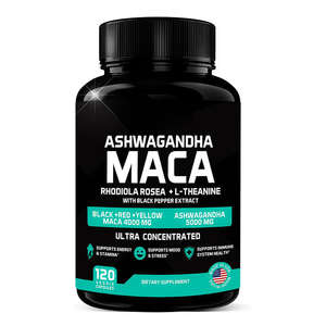 Capsule di Polvere di Radice di Maca OEM | Ashwagandha 5000mg + Radice di Maca 4000mg |   Per Sostenere l'Energia e la Salute per Uomini e Donne, 120 Capsule - Product Image 1