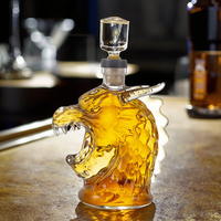 Carafe à vin en cristal de conception classique de dragon animal, fournisseur chinois, bouteille en verre transparente 300 ml, soufflée à la main